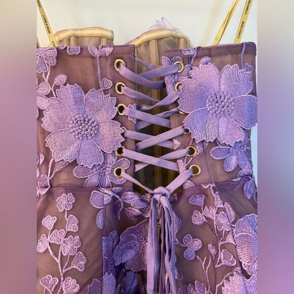 Bronx and Banco MINI DRESS JASMINE LILAC MARAYA lavender Floral Strapless - Picture 10 of 16
